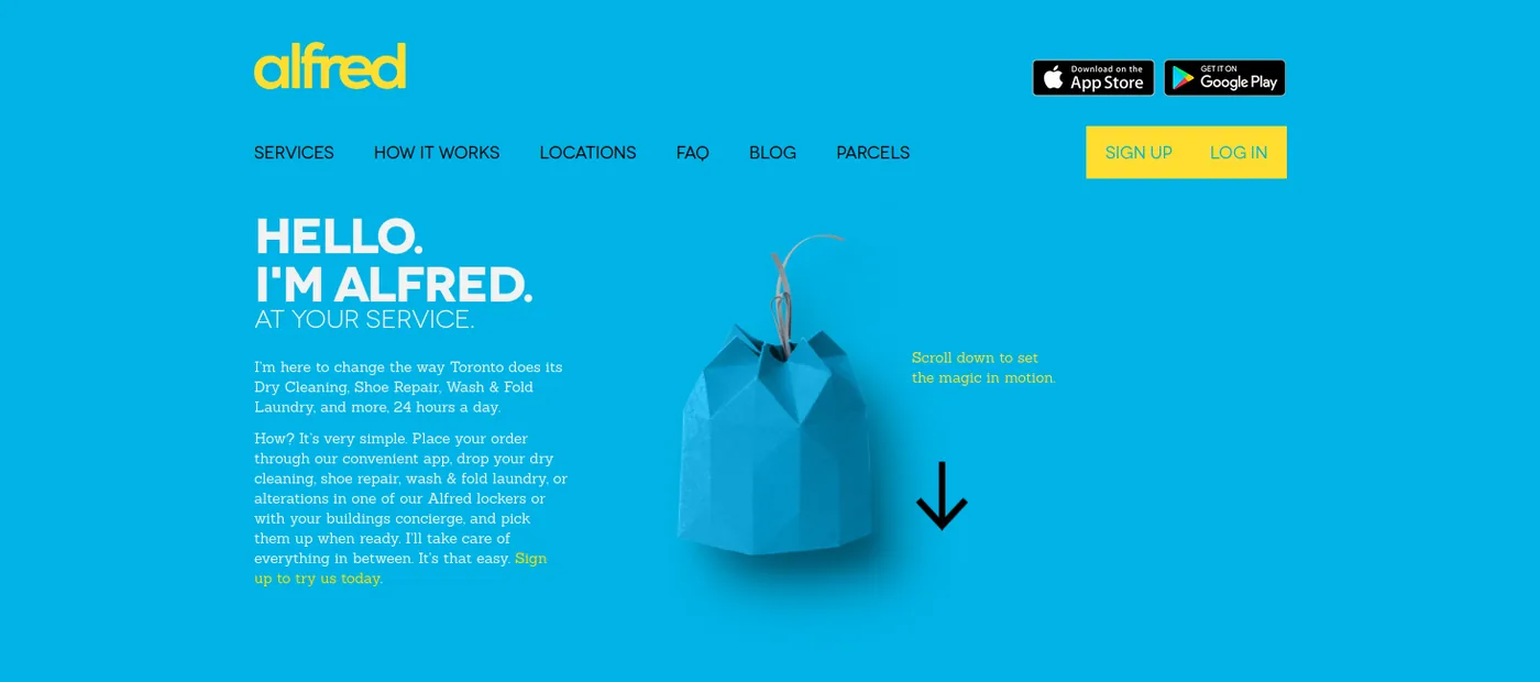 Portada del sitio web Alfred Service