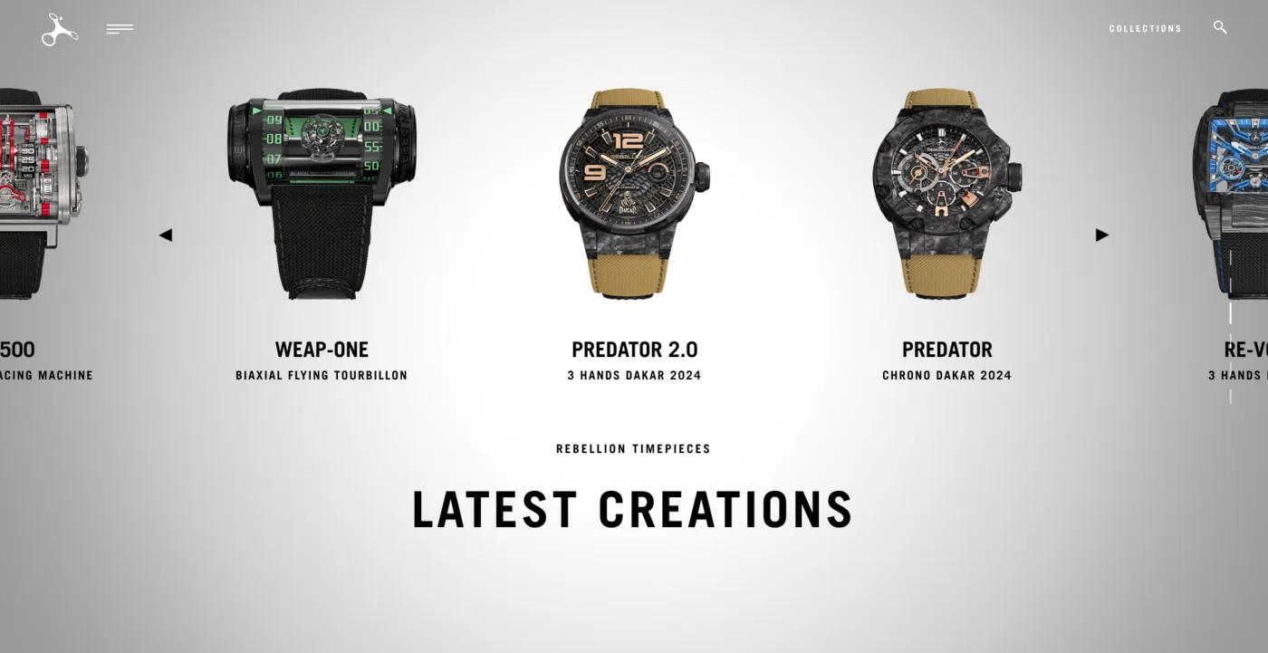 Vista 02 del sitio web Rebellion Timepieces